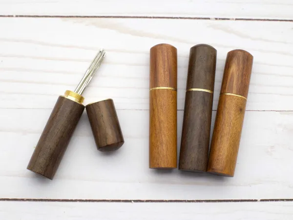 Wooden Darning Needle Case Dark Brown from Fox & Pine Stitches